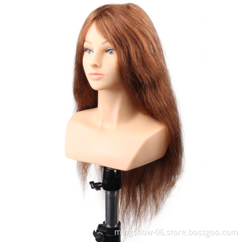 barber hairdressering 24"  long natural training mannequin heads with human hair